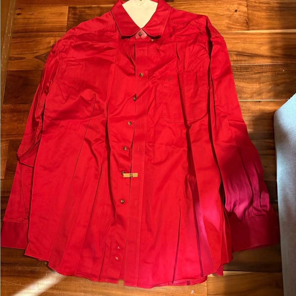 Ariat Shirt XXL Mens Red Western Button Up Long Sleeve Cowboy Ranch Workwear H1